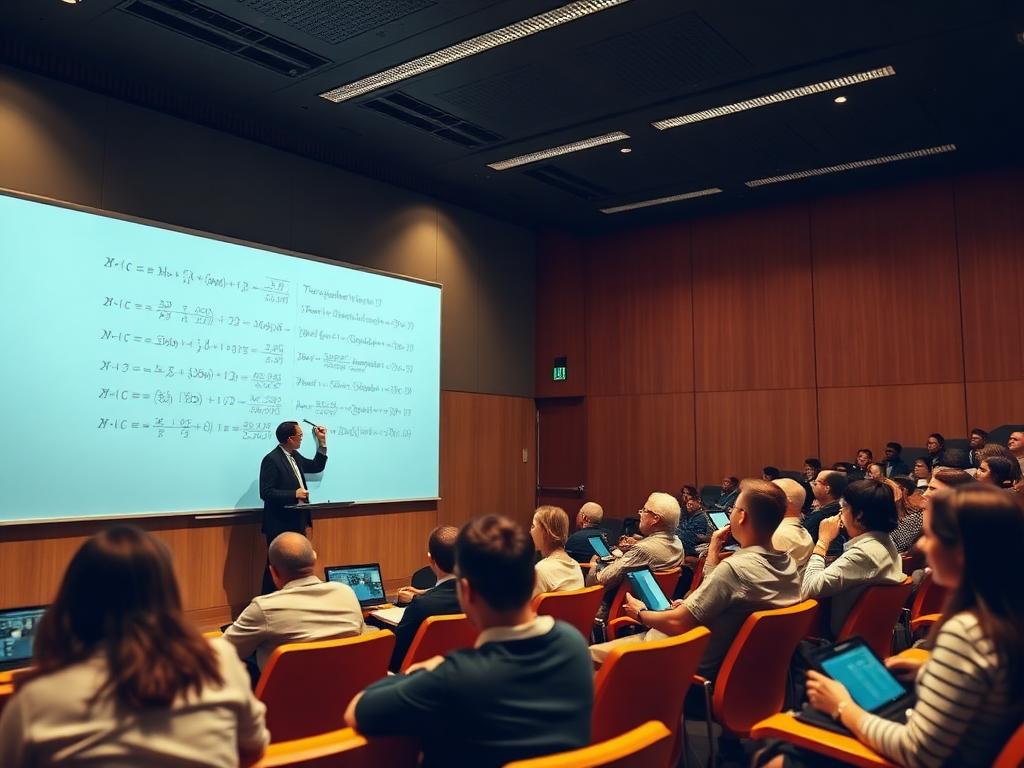 Students following a lecture on their own devices